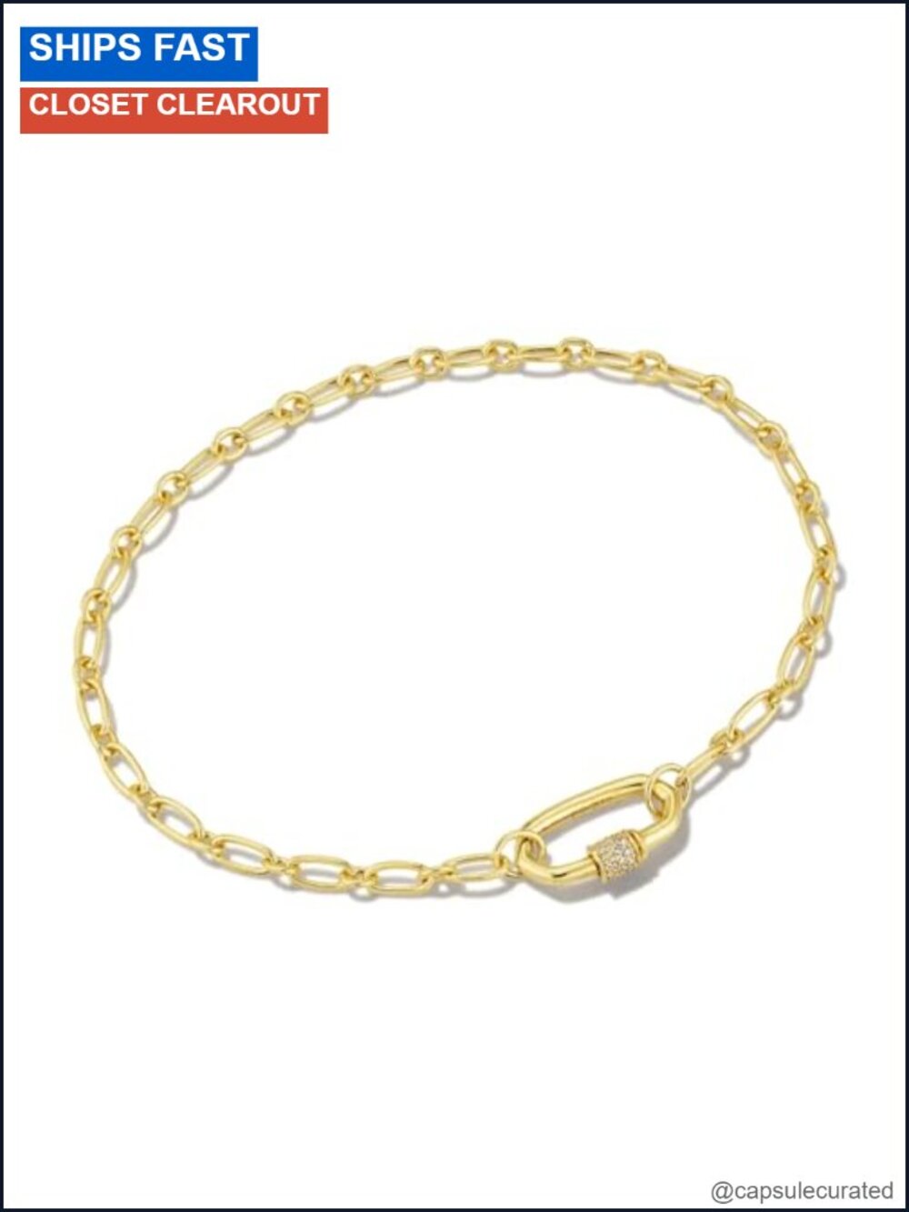 18k Gold Vermeil Chain Bracelet White Sapphire Link